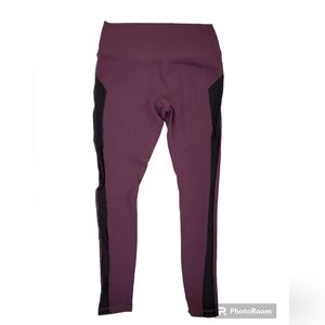 Glyder Women's Plum Purple Leggings Black Mesh Side Detail‎ Workout Tights Large